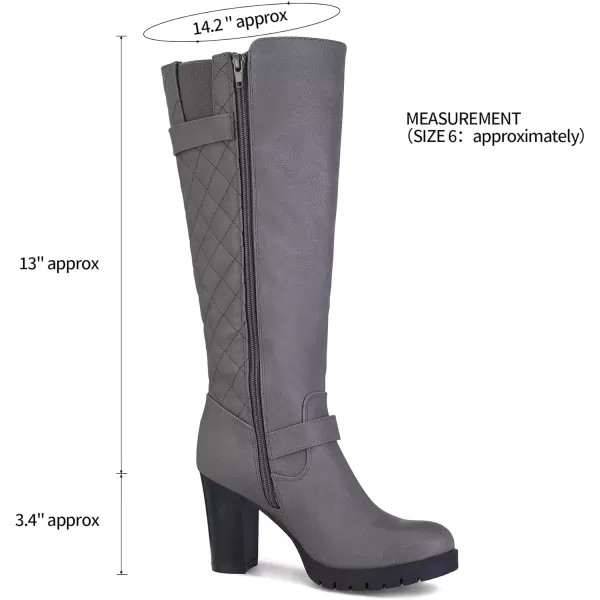 mysoft Womens Knee High Boots Fashion Chunky Block Heel Warm Winter Boots with Side ZippersGrey Pu