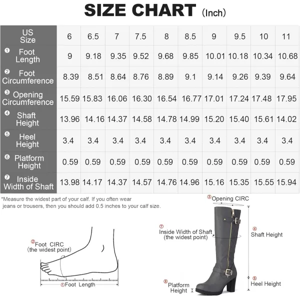 mysoft Womens Knee High Boots Fashion Chunky Block Heel Warm Winter Boots with Side ZippersGrey Pu