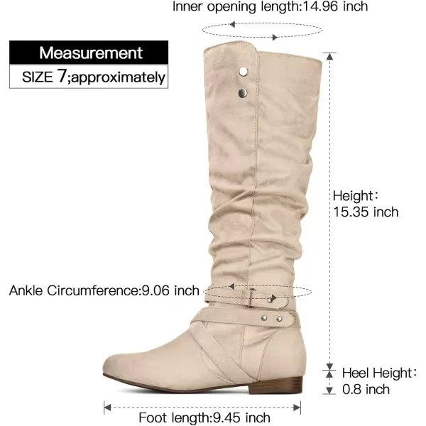 mysoft Womens Knee High Boots Flat Warm Fall Boots with Side ZipperBeige