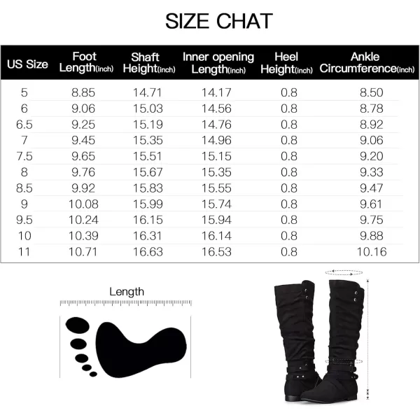 mysoft Womens Knee High Boots Flat Warm Fall Boots with Side ZipperBlack