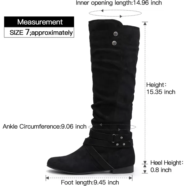 mysoft Womens Knee High Boots Flat Warm Fall Boots with Side ZipperBlack