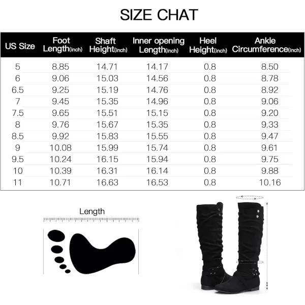 mysoft Womens Knee High Boots Flat Warm Fall Boots with Side ZipperBlack