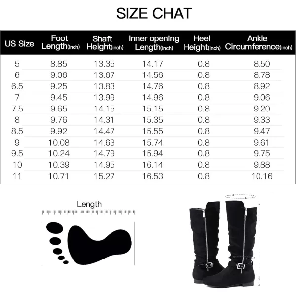 mysoft Womens Knee High Boots Flat Warm Fall Boots with Side ZipperBlack Zipper