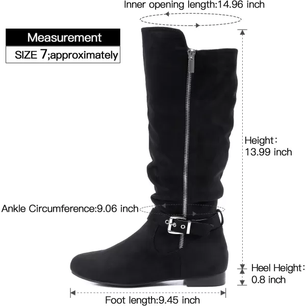 mysoft Womens Knee High Boots Flat Warm Fall Boots with Side ZipperBlack Zipper