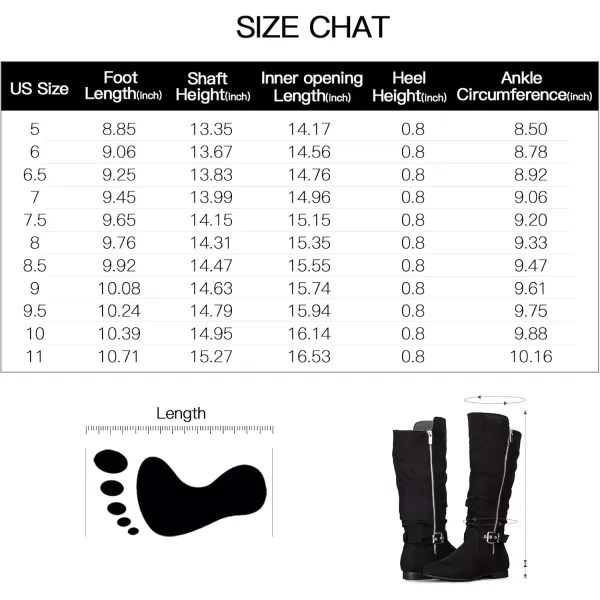 mysoft Womens Knee High Boots Flat Warm Fall Boots with Side ZipperBlack Zipper