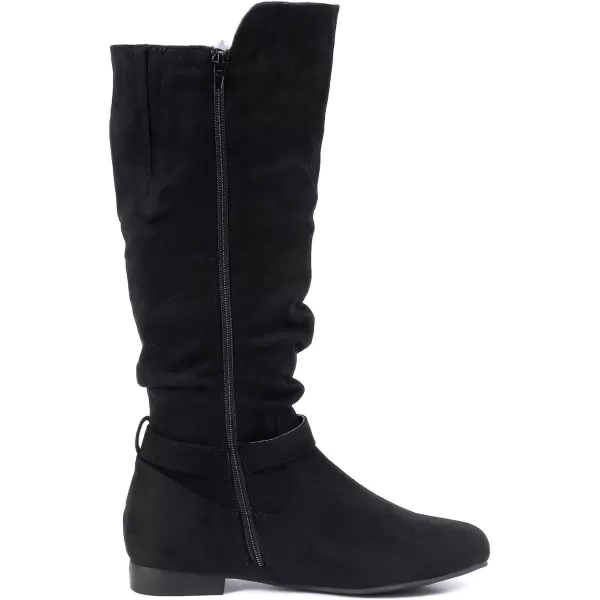 mysoft Womens Knee High Boots Flat Warm Fall Boots with Side ZipperBlack Zipper