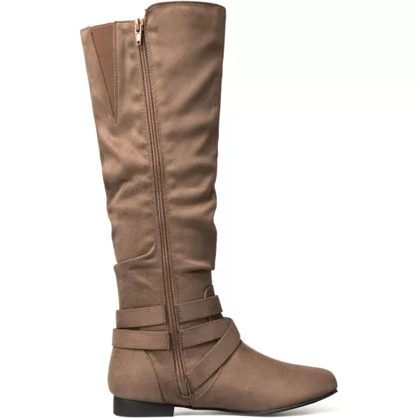 mysoft Womens Knee High Boots Flat Warm Fall Boots with Side ZipperBrown