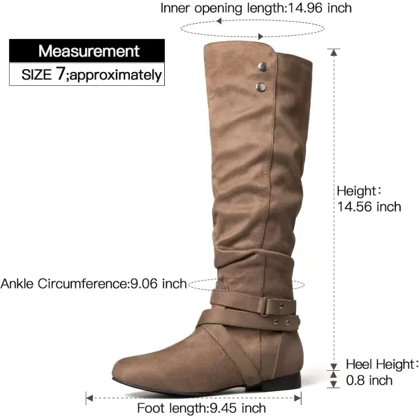 mysoft Womens Knee High Boots Flat Warm Fall Boots with Side ZipperBrown