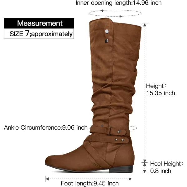 mysoft Womens Knee High Boots Flat Warm Fall Boots with Side ZipperDark Brown