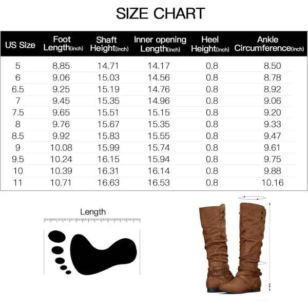 mysoft Womens Knee High Boots Flat Warm Fall Boots with Side ZipperDark Brown