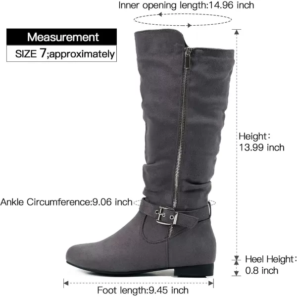 mysoft Womens Knee High Boots Flat Warm Fall Boots with Side ZipperGrey