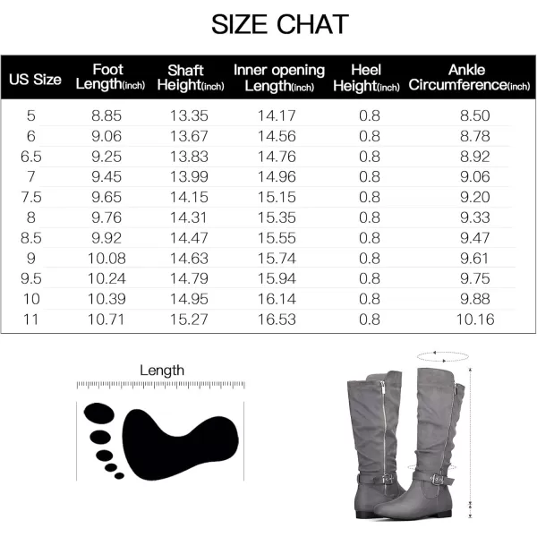 mysoft Womens Knee High Boots Flat Warm Fall Boots with Side ZipperGrey