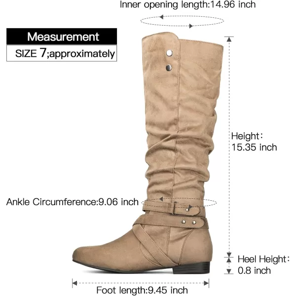 mysoft Womens Knee High Boots Flat Warm Fall Boots with Side ZipperTaupe