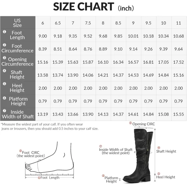 mysoft Womens Knee High Boots Side Zipper Lug Sole 2 Inch Stacked Chunky Heel BootsBlack Antique Brass Zipper