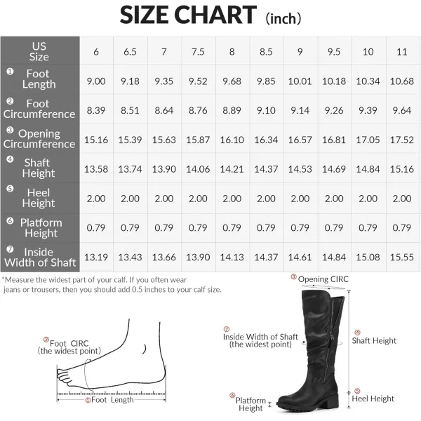 mysoft Womens Knee High Boots Side Zipper Lug Sole 2 Inch Stacked Chunky Heel BootsBlack Antique Silver Zipper