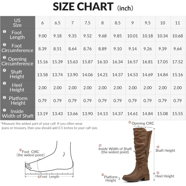 mysoft Womens Knee High Boots Side Zipper Lug Sole 2 Inch Stacked Chunky Heel BootsBrown