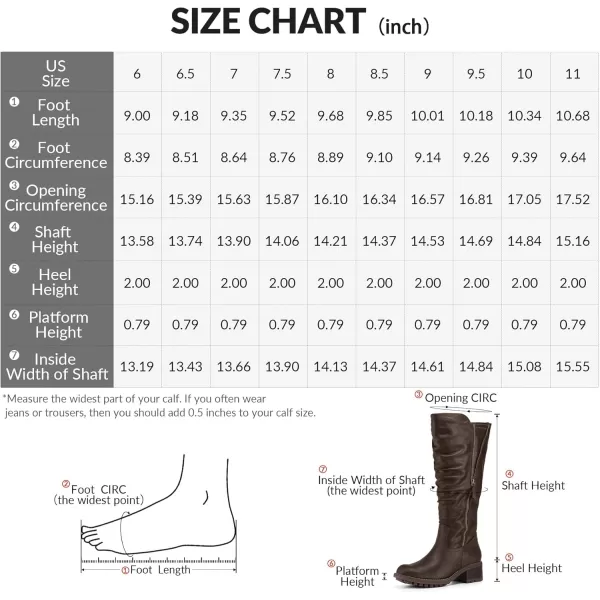 mysoft Womens Knee High Boots Side Zipper Lug Sole 2 Inch Stacked Chunky Heel BootsCoffee