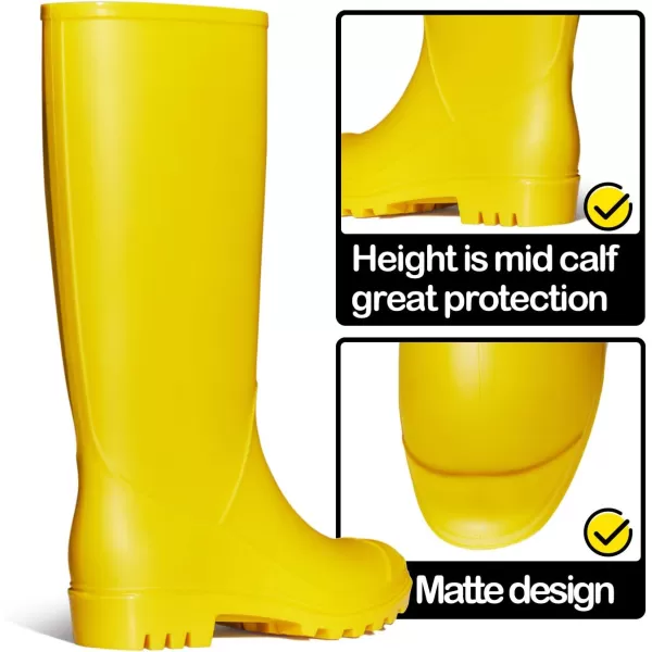 mysoft Womens Knee High Rain Boots Waterproof Tall Rain Footware Wellies Garden BootsYellow