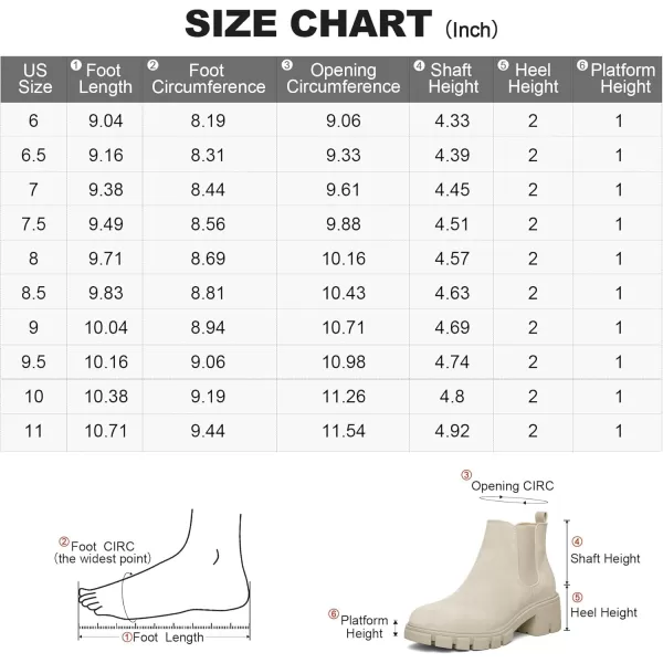 mysoft Womens Platform Chelsea Boots Lug Sole Slip On Chunky Block Heel Ankle BootiesBeige