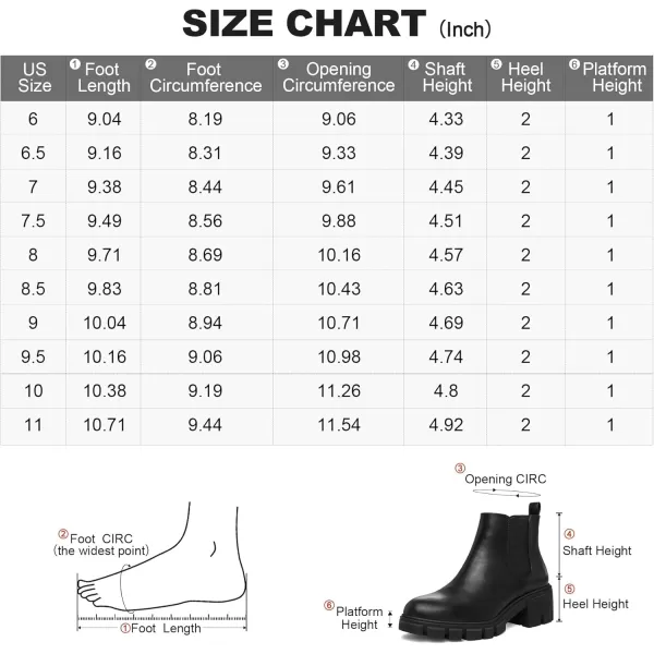 mysoft Womens Platform Chelsea Boots Lug Sole Slip On Chunky Block Heel Ankle BootiesBlack