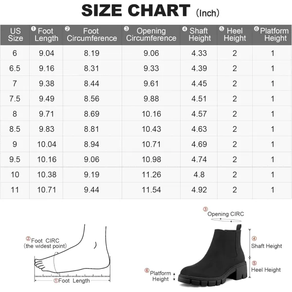 mysoft Womens Platform Chelsea Boots Lug Sole Slip On Chunky Block Heel Ankle BootiesBlacksuede