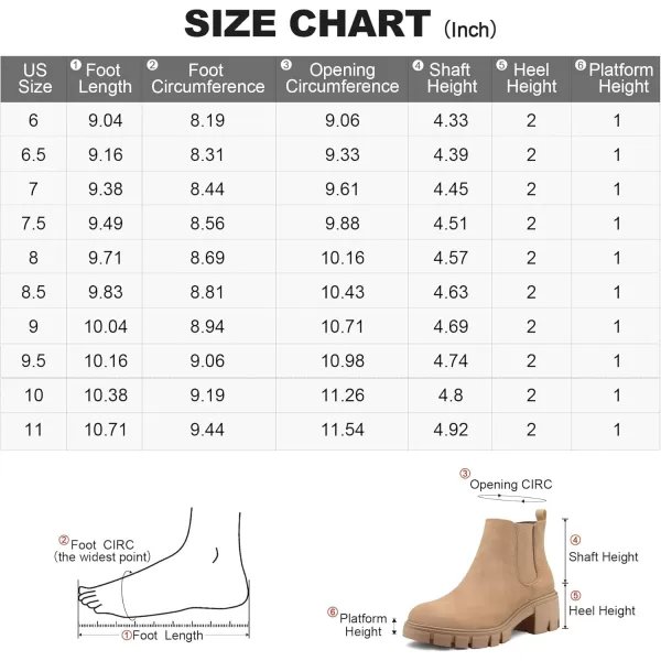 mysoft Womens Platform Chelsea Boots Lug Sole Slip On Chunky Block Heel Ankle BootiesLight Brown