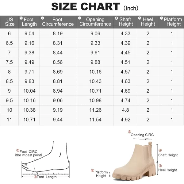 mysoft Womens Platform Chelsea Boots Lug Sole Slip On Chunky Block Heel Ankle BootiesNude