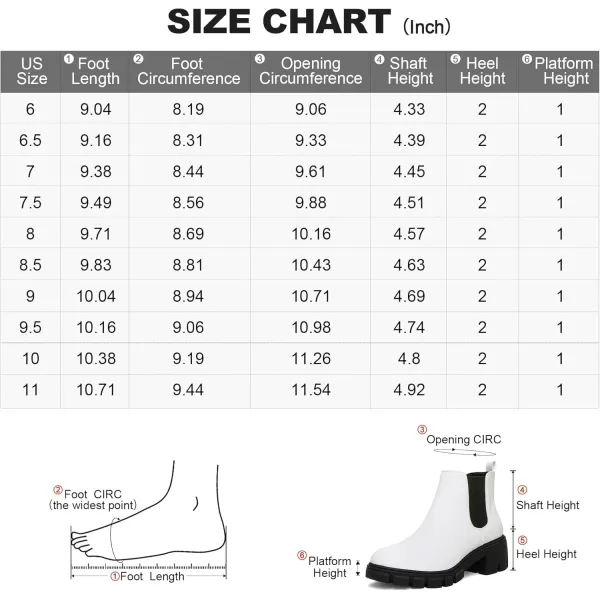 mysoft Womens Platform Chelsea Boots Lug Sole Slip On Chunky Block Heel Ankle BootiesWhite