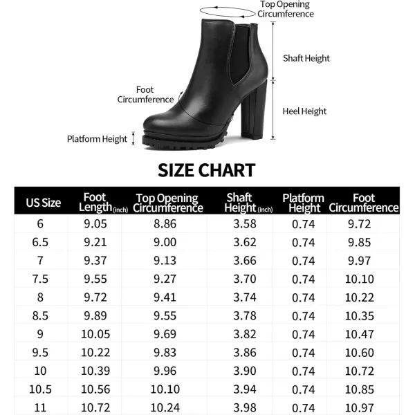 mysoft Womens Platform Chunky Block Heel Booties High Heel Lug Sole Chelsea Ankle Boots with Side ZippersBlack Pu