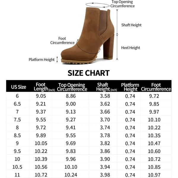 mysoft Womens Platform Chunky Block Heel Booties High Heel Lug Sole Chelsea Ankle Boots with Side ZippersDark Brown