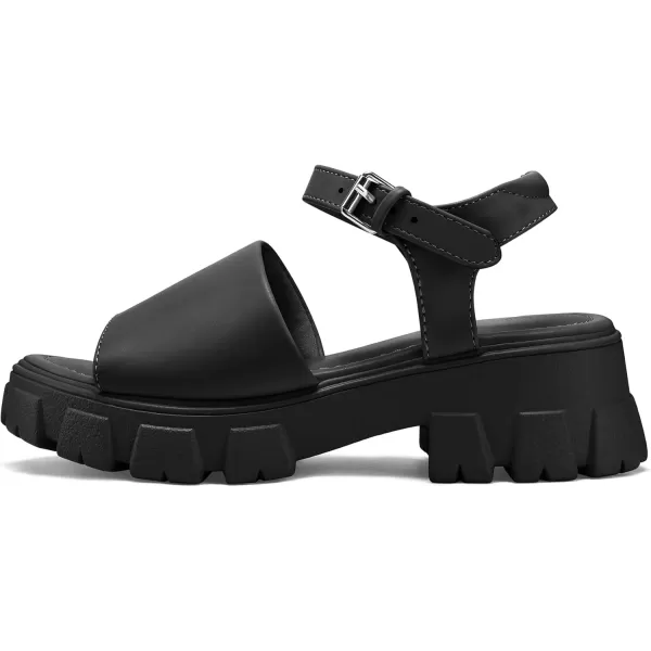 mysoft Womens Platform Chunky Sandals Lug Sole Open Toe with Buckle Ankle StrapBlack