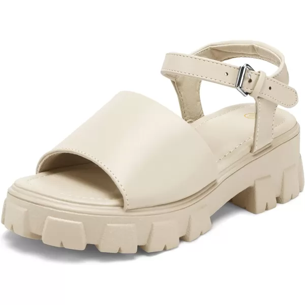 mysoft Womens Platform Chunky Sandals Lug Sole Open Toe with Buckle Ankle StrapNude