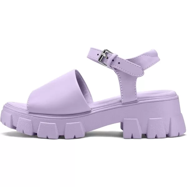 mysoft Womens Platform Chunky Sandals Lug Sole Open Toe with Buckle Ankle StrapPurple