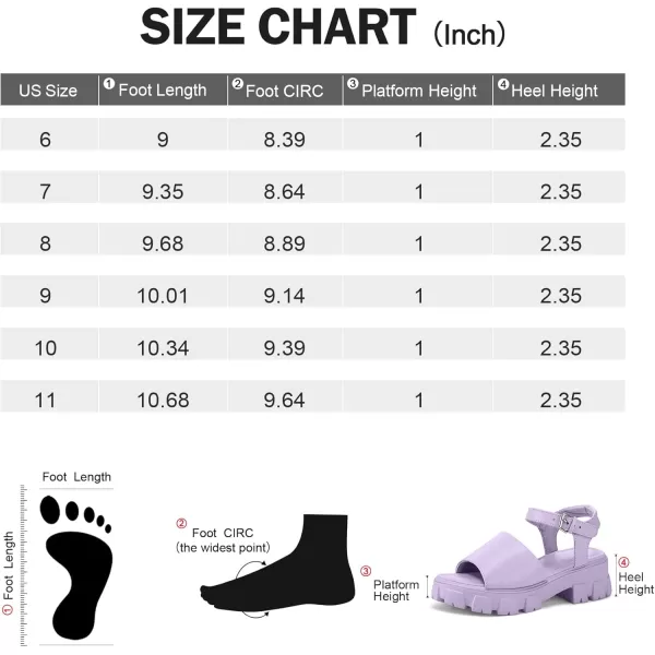 mysoft Womens Platform Chunky Sandals Lug Sole Open Toe with Buckle Ankle StrapPurple