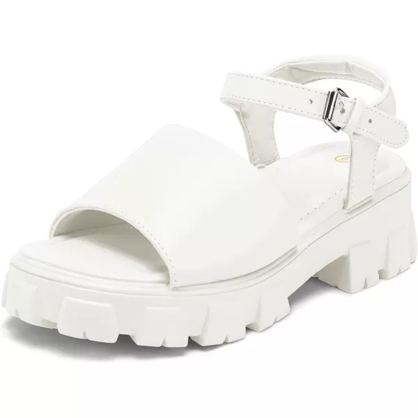 mysoft Womens Platform Chunky Sandals Lug Sole Open Toe with Buckle Ankle StrapWhite