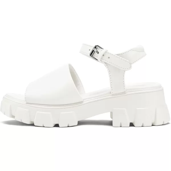 mysoft Womens Platform Chunky Sandals Lug Sole Open Toe with Buckle Ankle StrapWhite