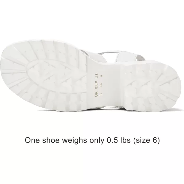mysoft Womens Platform Sandals Ankle Strap Open Toe Lug Sole 3 Inch Chunky Block Heeled SandalsWhite