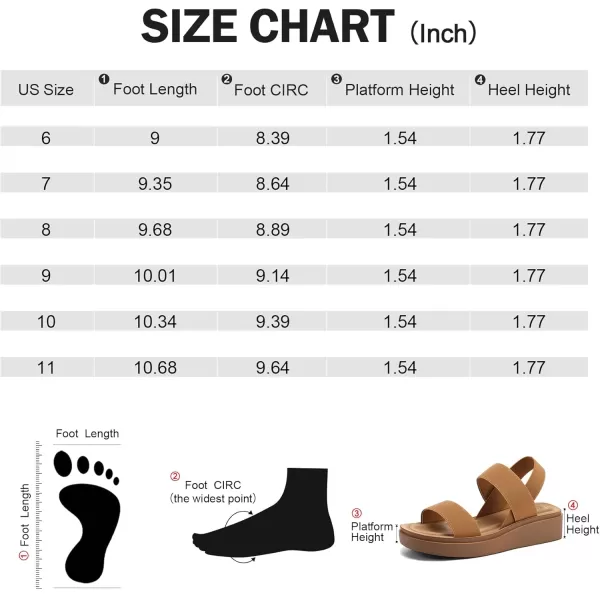 mysoft Womens Platform Wedges Sandals Slingback Lightweight Elastic Ankle Strap Low Wedges Walking Sandals Comfortable Slip On Casual ShoesBrown