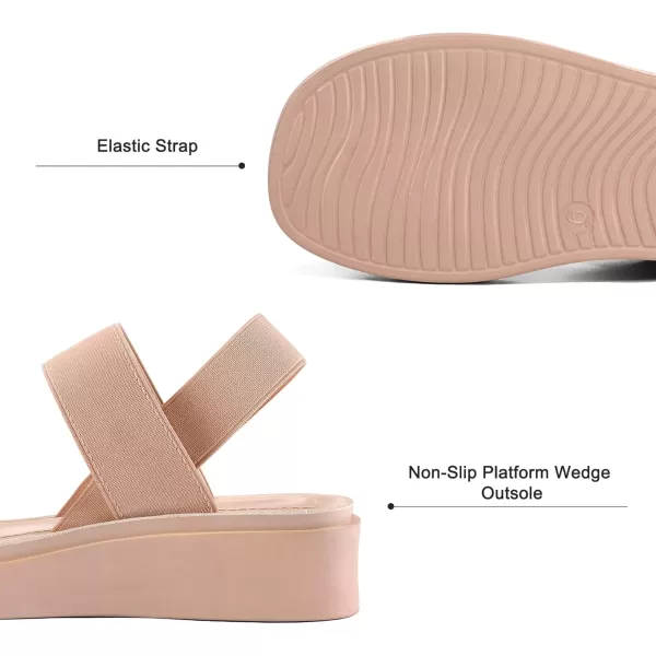 mysoft Womens Platform Wedges Sandals Slingback Lightweight Elastic Ankle Strap Low Wedges Walking Sandals Comfortable Slip On Casual ShoesLight Pink