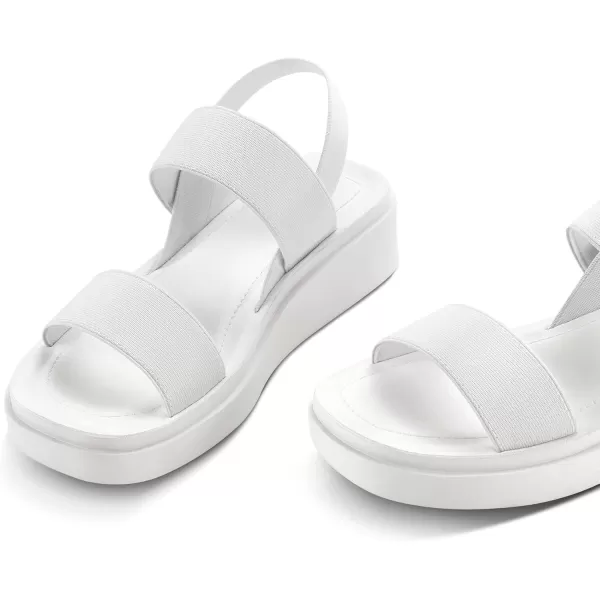 mysoft Womens Platform Wedges Sandals Slingback Lightweight Elastic Ankle Strap Low Wedges Walking Sandals Comfortable Slip On Casual ShoesWhite