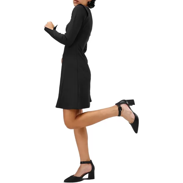 mysoft Womens Pointed Toe Low Chunky Heels Closed Toe Ankle Strap Dress Pump Shoes  Available in Wide SizesBlack Pu