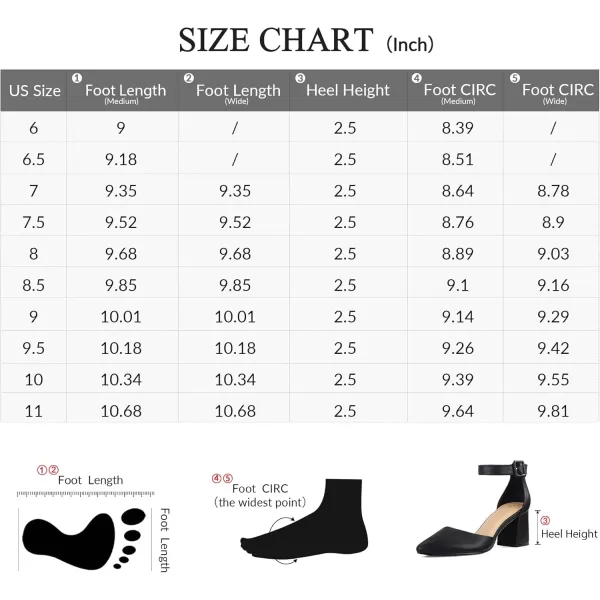 mysoft Womens Pointed Toe Low Chunky Heels Closed Toe Ankle Strap Dress Pump Shoes  Available in Wide SizesBlack Pu