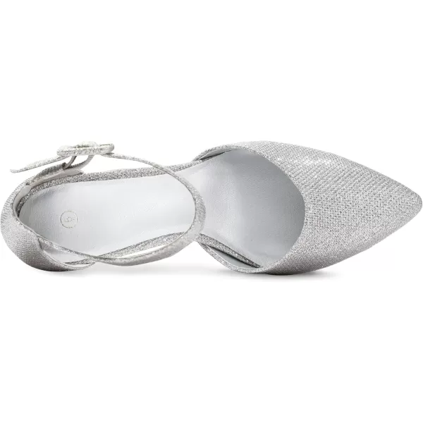 mysoft Womens Pointed Toe Low Chunky Heels Closed Toe Ankle Strap Dress Pump Shoes  Available in Wide SizesSilver