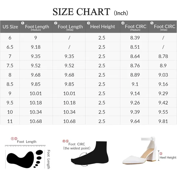 mysoft Womens Pointed Toe Low Chunky Heels Closed Toe Ankle Strap Dress Pump Shoes  Available in Wide SizesWhite Pu