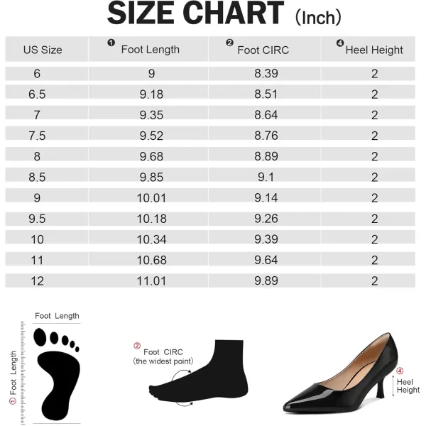 mysoft Womens Pumps 2 inch Kitten Heel Pointed Toe Low Heel Dress ShoesBlack Patent