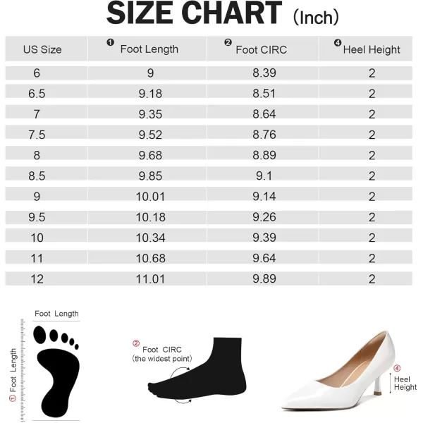 mysoft Womens Pumps 2 inch Kitten Heel Pointed Toe Low Heel Dress ShoesWhite Patent