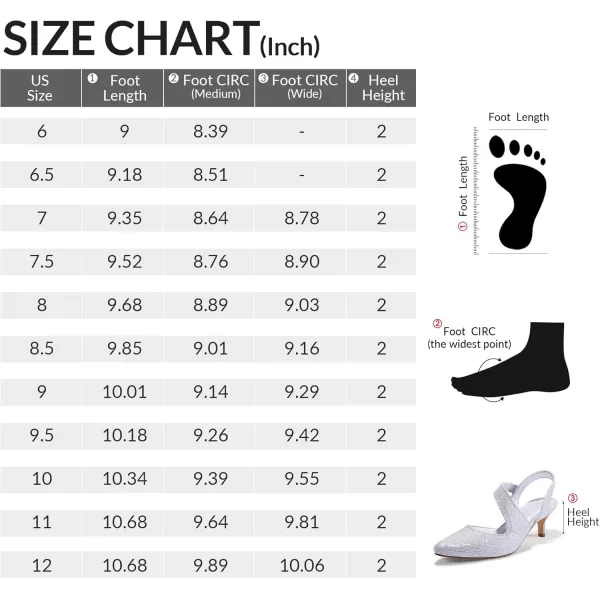 mysoft Womens Pumps 2 inch Low Heel Pointed Toe Slingback Wedding Party Dress Shoes MediumWide WidthSilver