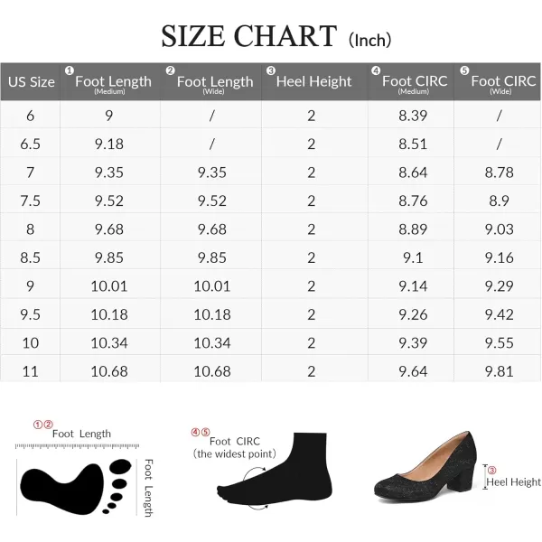 mysoft Womens Pumps Low Chunky Block Heel Round Toe Comfortable Dress ShoesBlack Glitter