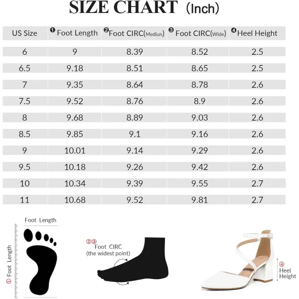 mysoft Womens Pumps Low Chunky Block Heels Pointed Toe Ankle Strap Across Instep Strap Party Wedding Dress ShoesWhite Pu