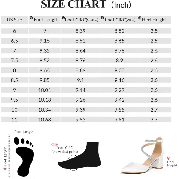 mysoft Womens Pumps Low Chunky Block Heels Pointed Toe Ankle Strap Across Instep Strap Party Wedding Dress ShoesWhite Satin